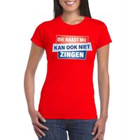 T-shirt Die naast mij kan ook niet zingen shirt rood dames - thumbnail