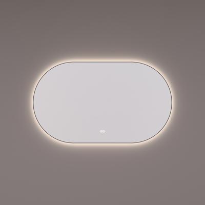 Spiegel Hipp Design SPV 13700 BL Ovaal Met Verlichting Incl. Spiegelverwarming Mat Zwart Frame (Alle Maten)