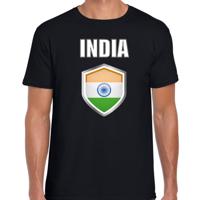 India vlag thema landen t-shirt - zwart - voor heren - Supporters kleding - korte mouwen