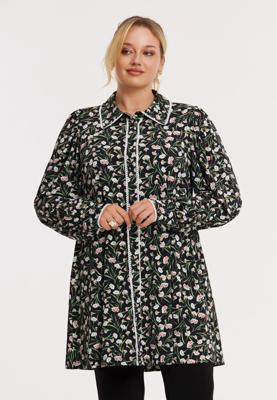 Yoek Blouse wide bottom GAROFANI | Zwart | Maat 38/40
