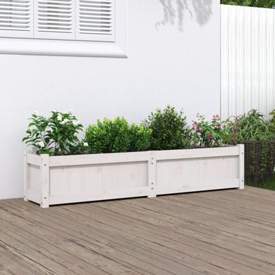 VidaXL Plantenbak 150x31x31 cm massief grenenhout wit