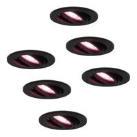 Set van 6 Oslo smart inbouwspots - Wifi + Bluetooth - RGBWW - GU10 - Kantelbaar - Google Home, Amazon Alexa en Siri - IP20 Voor binnen - Zwart - thumbnail