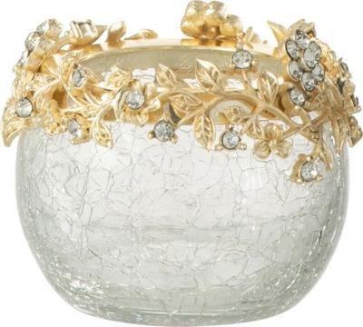 Theelichthouder volve metaal/glas goud/transparant s 6,4x5,7x6,4 cm set 2 stuks Jolipa - Hortus Theelichthouder volve metaal/glas goud/transparant s 6,4x5,7x6,4 cm set 2 stuks Jolipa - Hortus