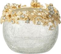 Theelichthouder volve metaal/glas goud/transparant s 6,4x5,7x6,4 cm set 2 stuks Jolipa - Hortus