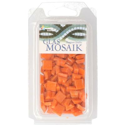 Glorex mozaiek steentjes/tegeltjes - vierkant - 140x stuks - oranje - 1 x 1 cm