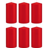6x Kaarsen rood 8 x 15 cm 69 branduren sfeerkaarsen - Stompkaarsen - thumbnail