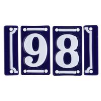 Best for Boots huisnummer 98 - met sierrand - Oudhollands - emaille - blauw/wit