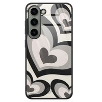 Samsung Galaxy S23 glazen hardcase - Hart swirl zwart Samsung Galaxy S23 glazen hardcase - Hart swirl zwart