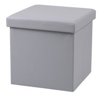 Urban Living Poef Leather BOX - hocker - opbergbox - lichtgrijs - PU/mdf - 38 x 38 cm - opvouwbaar - Poefs - thumbnail