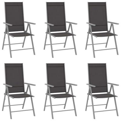 Tuinstoelen 6 st inklapbaar textileen zwart
