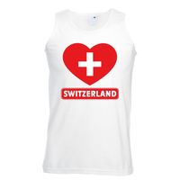 Zwitserland hart vlag singlet shirt/ tanktop wit heren - thumbnail