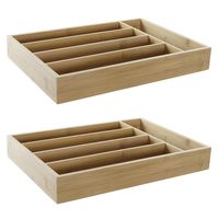 Set van 2x stuks bamboe houten bestekbakken/lades 35.5 x 25.5 x 5 cm