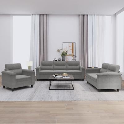 3-delige Loungeset met kussens microvezelstof donkergrijs