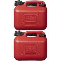 Pro Plus jerrycan/benzinetank - 2x - rood - 5 liter - Voor benzine/diesel