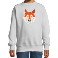 Cartoon vos trui grijs voor jongens en meisjes - Cartoon dieren sweater kinderen 14-15 jaar (170/176)  -
