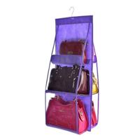 2 stks Portable Home Multi-Layer transparante mesh tas opknoping opbergtas (paars)
