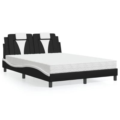 Bed met matras kunstleer zwart en wit 120x200 cm