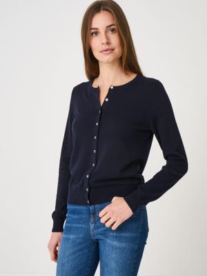 Basic fijn gebreid cardigan in katoenmix