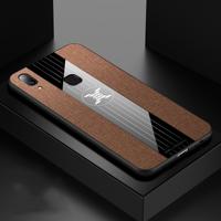 Voor vivo Y95 XINLI stiksels doek textuur schokbestendig TPU beschermhoes (bruin)