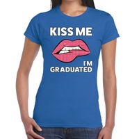 Kiss me I am Graduated t-shirt blauw dames - thumbnail