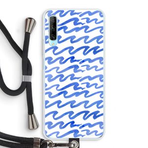 Blauwe golven: Huawei P Smart Pro Transparant Hoesje met koord