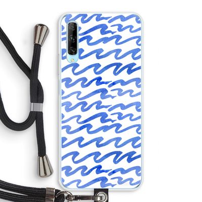 Blauwe golven: Huawei P Smart Pro Transparant Hoesje met koord