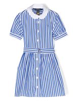 Ralph Lauren Kids robe-chemise en popeline à taille ceinturée - Blanc - thumbnail