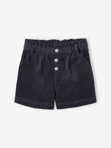 Fluwelen short met paperbag-vorm meisjes grijs