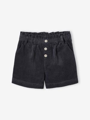 Fluwelen short met paperbag-vorm meisjes grijs