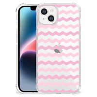 Apple iPhone 14 Plus Doorzichtige Silicone Hoesje Waves Roze