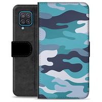 Samsung Galaxy A12 Premium Wallet Hoesje - Blauw Camouflage