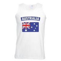 Singlet shirt/ tanktop Australische vlag wit heren - thumbnail