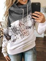 Multicolor Floral-Print Floral Hoodie Casual Sweatshirt