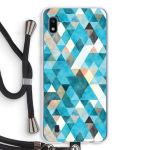 Gekleurde driehoekjes blauw: Samsung Galaxy A10 Transparant Hoesje met koord
