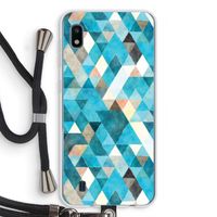 Gekleurde driehoekjes blauw: Samsung Galaxy A10 Transparant Hoesje met koord