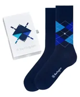 Burlington 2-paar heren sokken - Cadeau verpakking - Gift Box - Katoenen sokken met ruit print