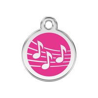 Music Hot Pink roestvrijstalen hondenpenning medium/gemiddeld dia. 3 cm - RedDingo