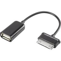 Renkforce USB-kabel USB 2.0 Samsung stekker 30-pins, USB-A bus 0.10 m Zwart Met OTG-functie, Vergulde steekcontacten RF-4080786