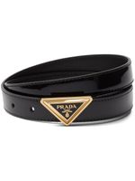 Prada ceinture en cuir verni à logo triangulaire - Noir