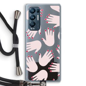 Hands pink: Oppo Find X3 Neo Transparant Hoesje met koord