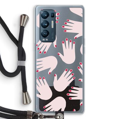 Hands pink: Oppo Find X3 Neo Transparant Hoesje met koord