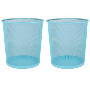 2x stuks kantoor prullenbakken/papiermanden 9 liter blauw