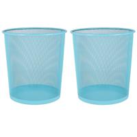 2x stuks kantoor prullenbakken/papiermanden 9 liter blauw - thumbnail