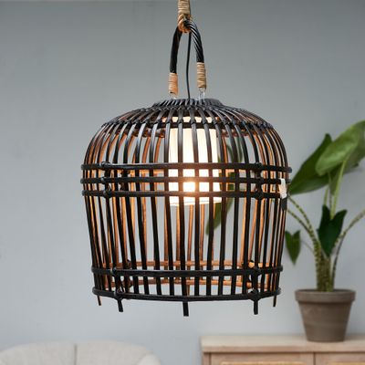 Rivièra Maison Hanglamp 'San Carlos' Bamboe, Ø46cm, kleur Zwart