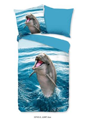 Good Morning Kinderdekbedovertrek "dolfijn" - Blauw - (135x200 cm) - Katoen Good Morning Kinderdekbedovertrek "dolfijn" - Blauw - (135x200 cm) - Katoen