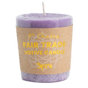 Fair Trade Votief Wens Kaars Kruin Chakra (7e) - Paars (10 Branduren)