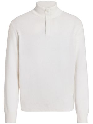 Zegna pull en maille à col montant zippé - Blanc