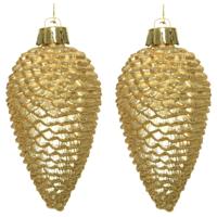 Kersthangers dennenappels - 12x st - goud - glitter - 8 cm - kunststof - kerstversiering Kersthangers dennenappels - 12x st - goud - glitter - 8 cm - kunststof - kerstversiering