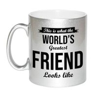 Worlds Greatest Friend cadeau mok / beker zilverglanzend 330 ml - feest mokken