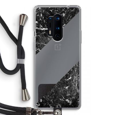 Zwart marmer: OnePlus 8 Pro Transparant Hoesje met koord